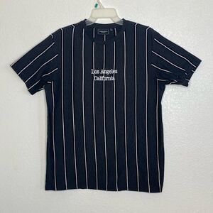 VARIOUS ARTISTS Los Angeles Men’s Black White Striped T Shirt Size M